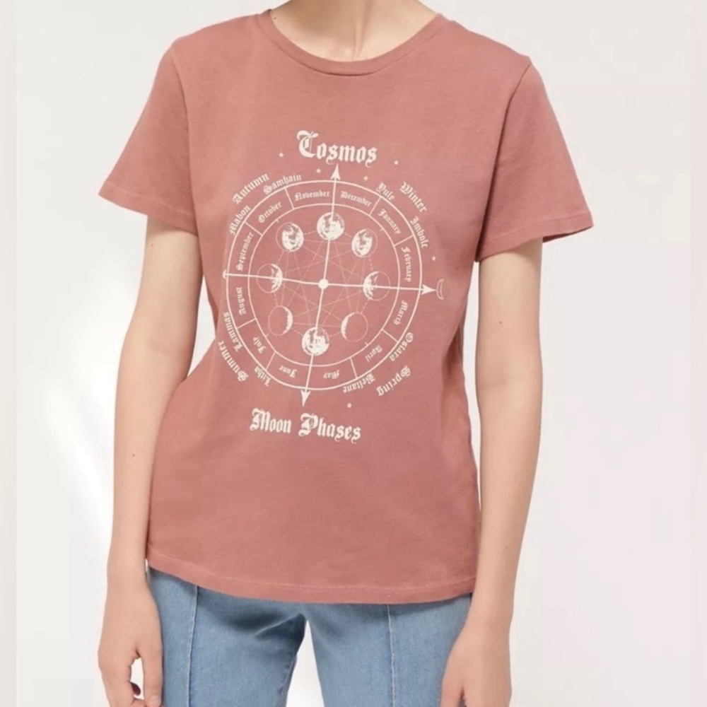 Urban Outfitters Cosmos Zodiac Astrology Pink Tee Shirt Size Small